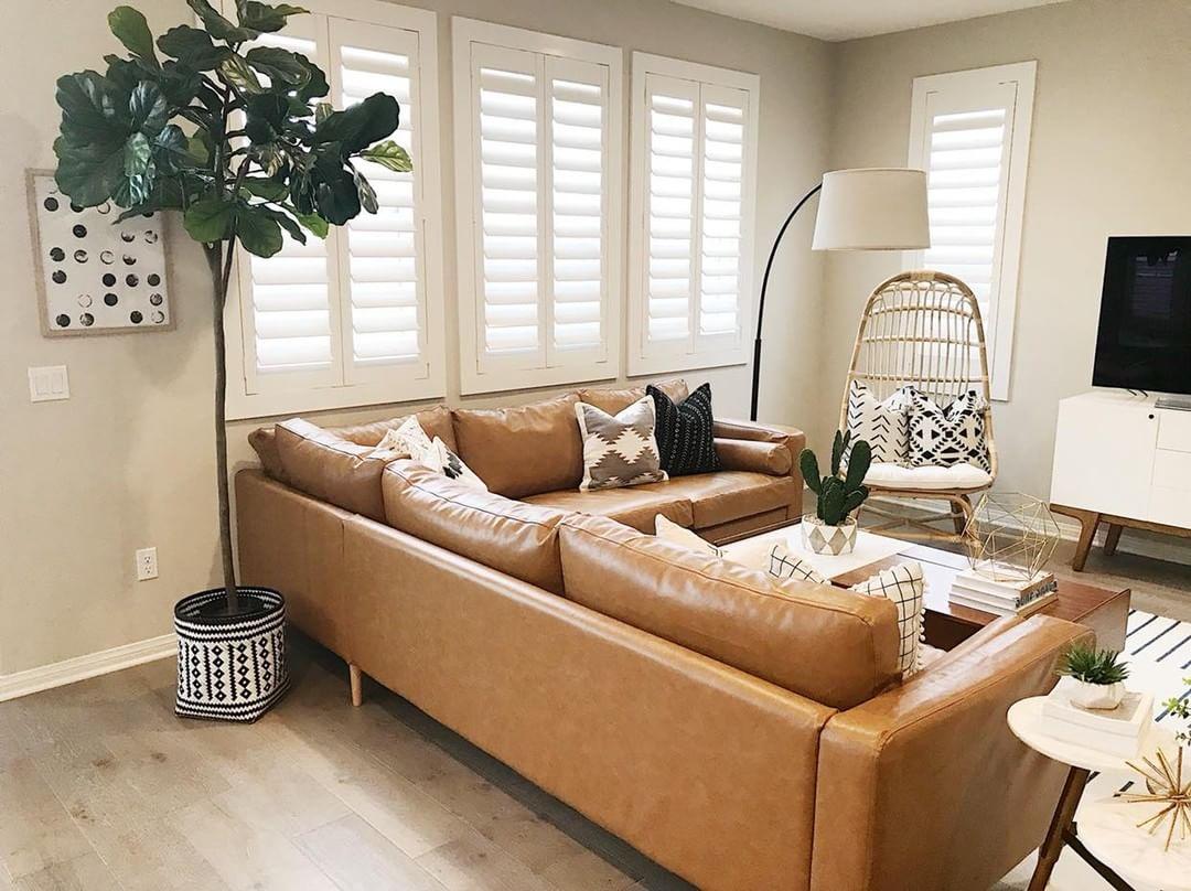 Comfortable living room with Polywood shutters in Clearwater.